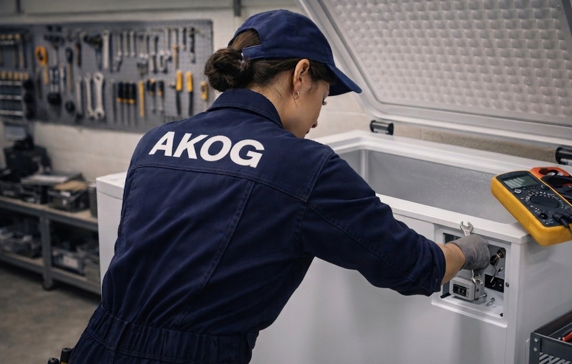Technician troubleshooting and repairing Freezer Repair